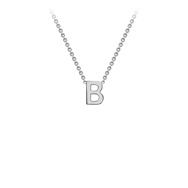 9K White Gold ‘B’ Initial Adjustable Letter Necklace 38/43cm