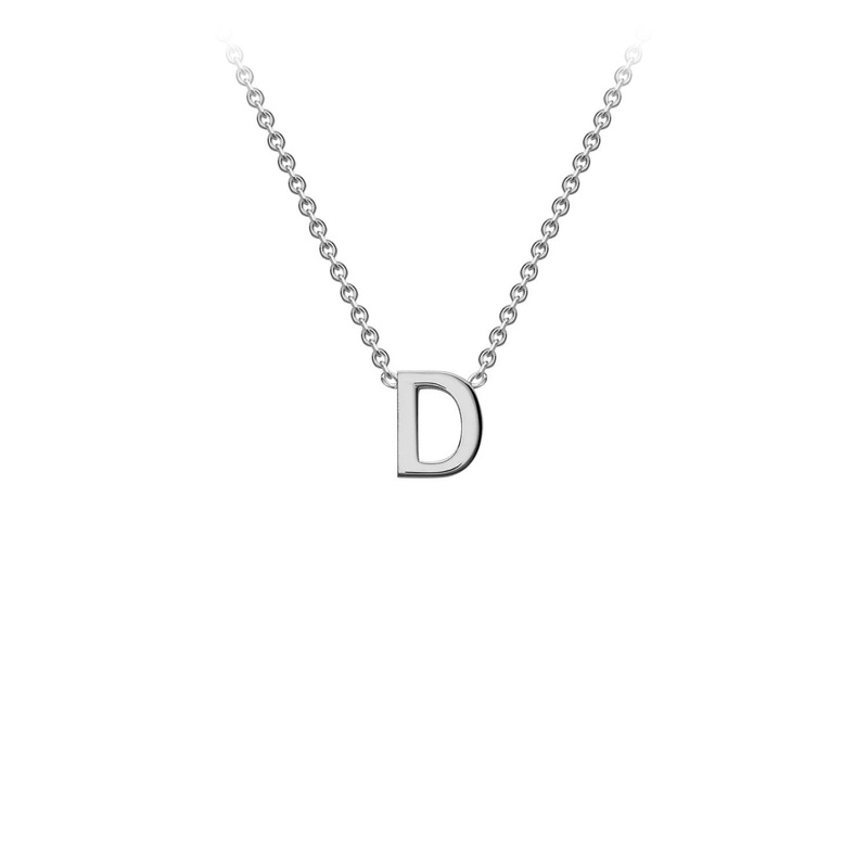 9K White Gold ‘D’ Initial Adjustable Letter Necklace 38/43cm