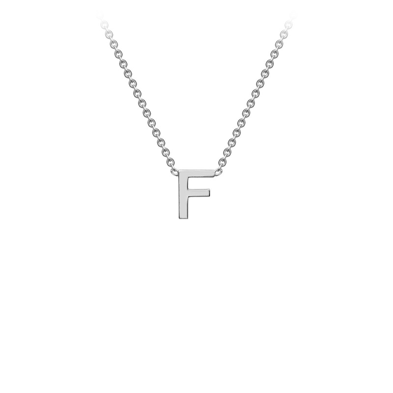 9K White Gold ‘F’ Initial Adjustable Letter Necklace 38/43cm