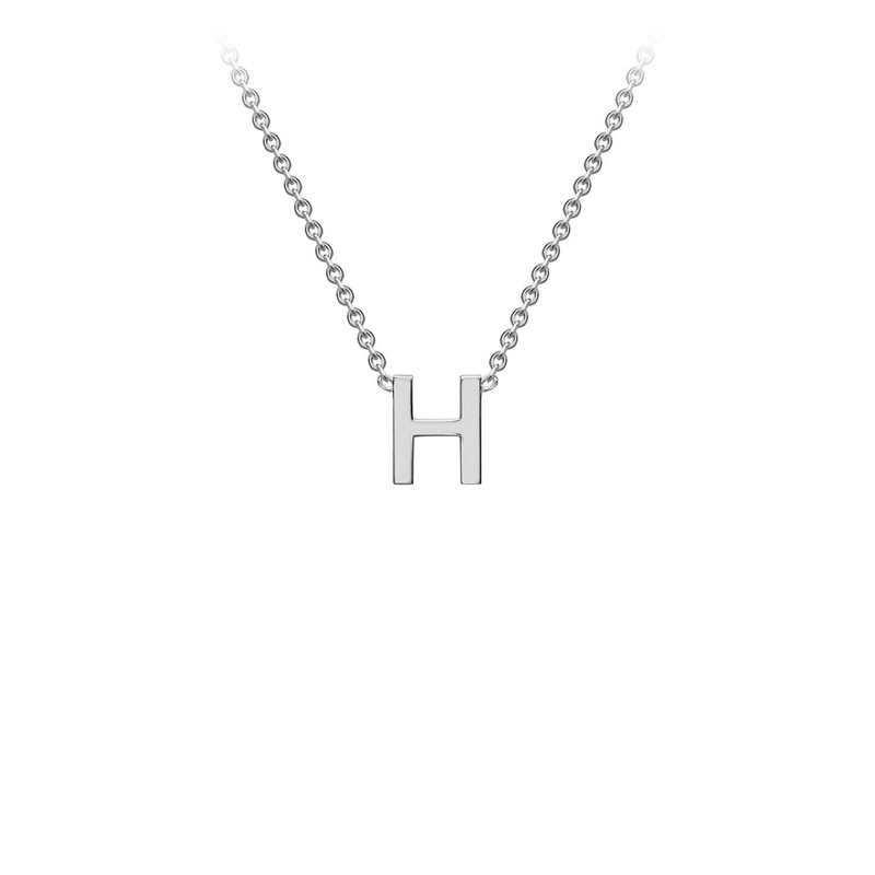 9K White Gold ‘H’ Initial Adjustable Letter Necklace 38/43cm