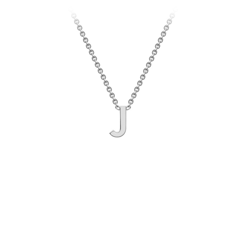 9K White Gold ‘J’ Initial Adjustable Letter Necklace 38/43cm
