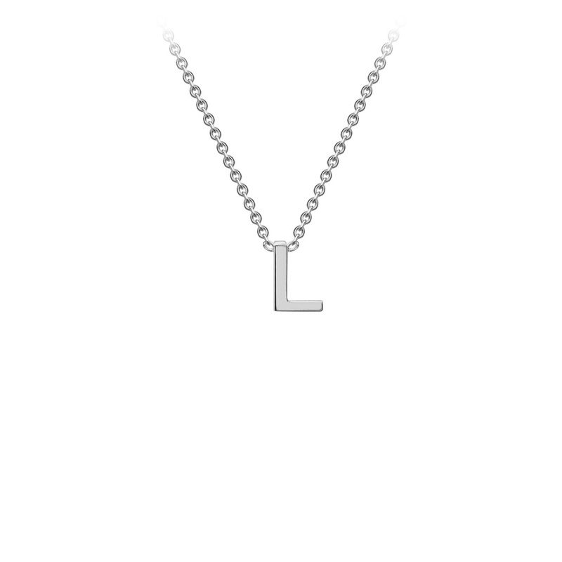 9K White Gold ‘L’ Initial Adjustable Letter Necklace 38/43cm