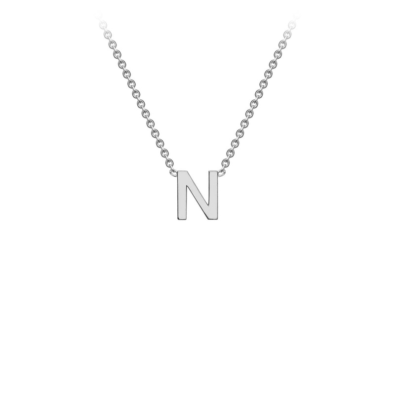 9K White Gold ‘N’ Initial Adjustable Letter Necklace 38/43cm