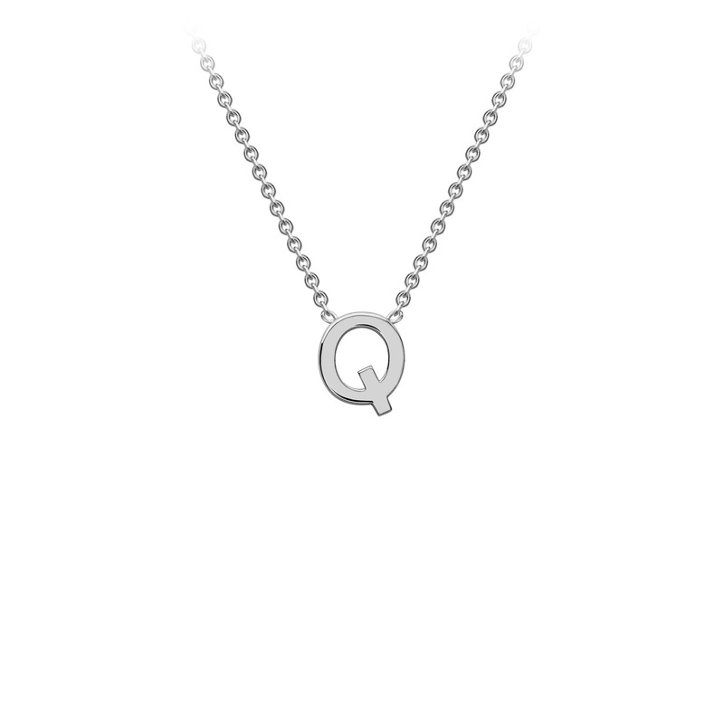 9K White Gold ‘Q’ Initial Adjustable Letter Necklace 38/43cm
