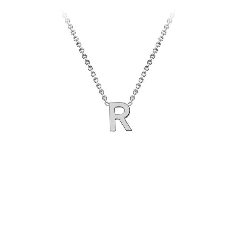 9K White Gold ‘R’ Initial Adjustable Letter Necklace 38/43cm