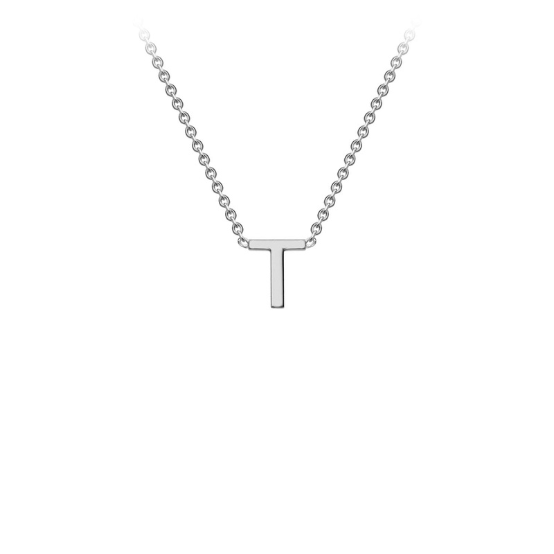9K White Gold ‘T’ Initial Adjustable Letter Necklace 38/43cm