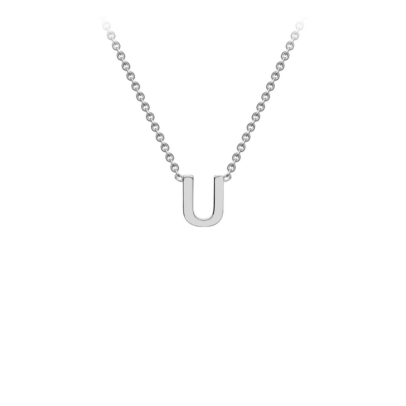 9K White Gold ‘U’ Initial Adjustable Letter Necklace 38/43cm