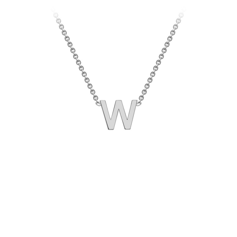 9K White Gold ‘W’ Initial Adjustable Letter Necklace 38/43cm