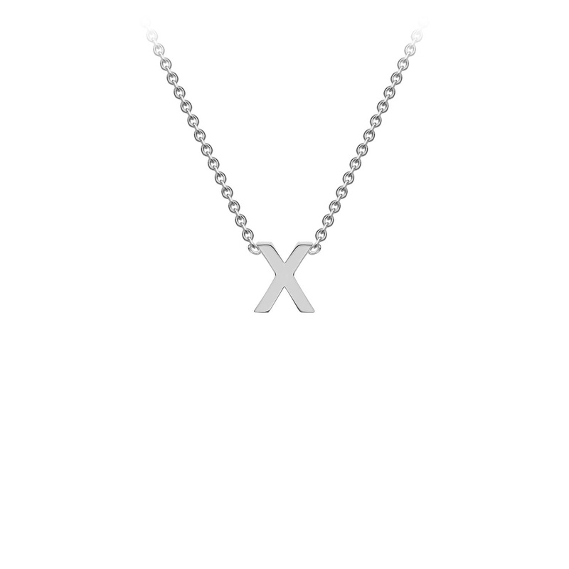 9K White Gold ‘X’ Initial Adjustable Letter Necklace 38/43cm