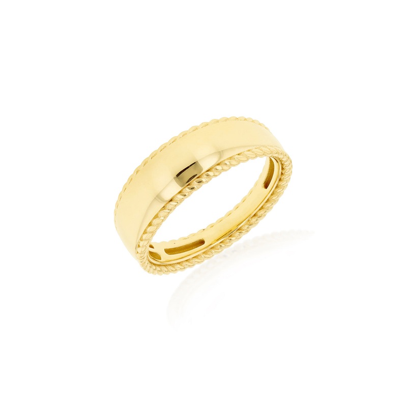 9K Yellow Gold Wide Rope Edge Ring