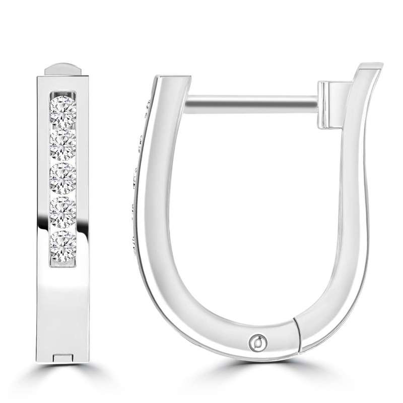 Diamond Huggie Earrings with 0.10ct Diamonds in 9K White Gold – RJO9WHUG10GH