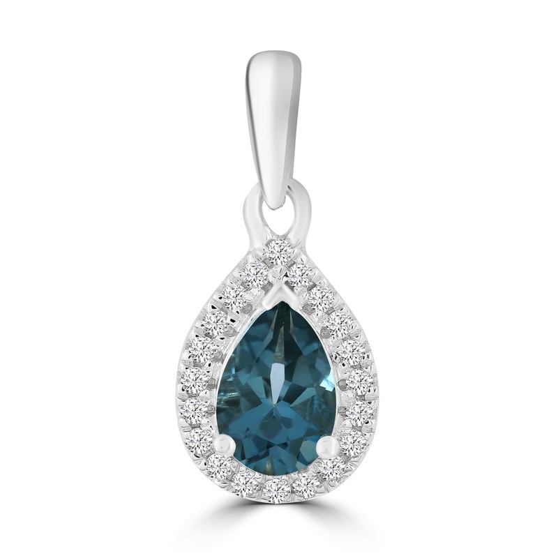 Diamond London Blue Topaz Pendant with 0.07ct Diamonds in 9K White Gold – P-19474BT-007-W