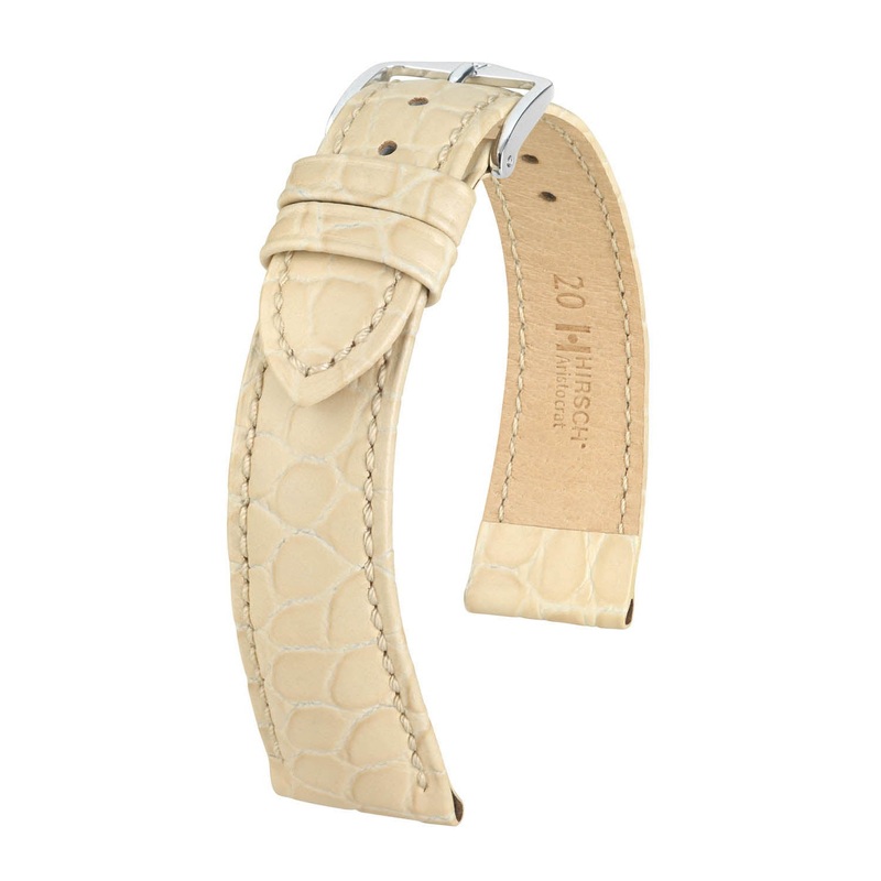 Hirsch Aristocrat Beige Croco-Embossed Watch Band