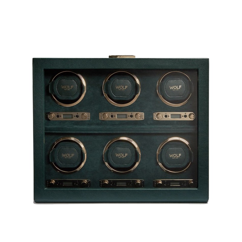 Wolf British Racing Green 6 Piece Watch Winder