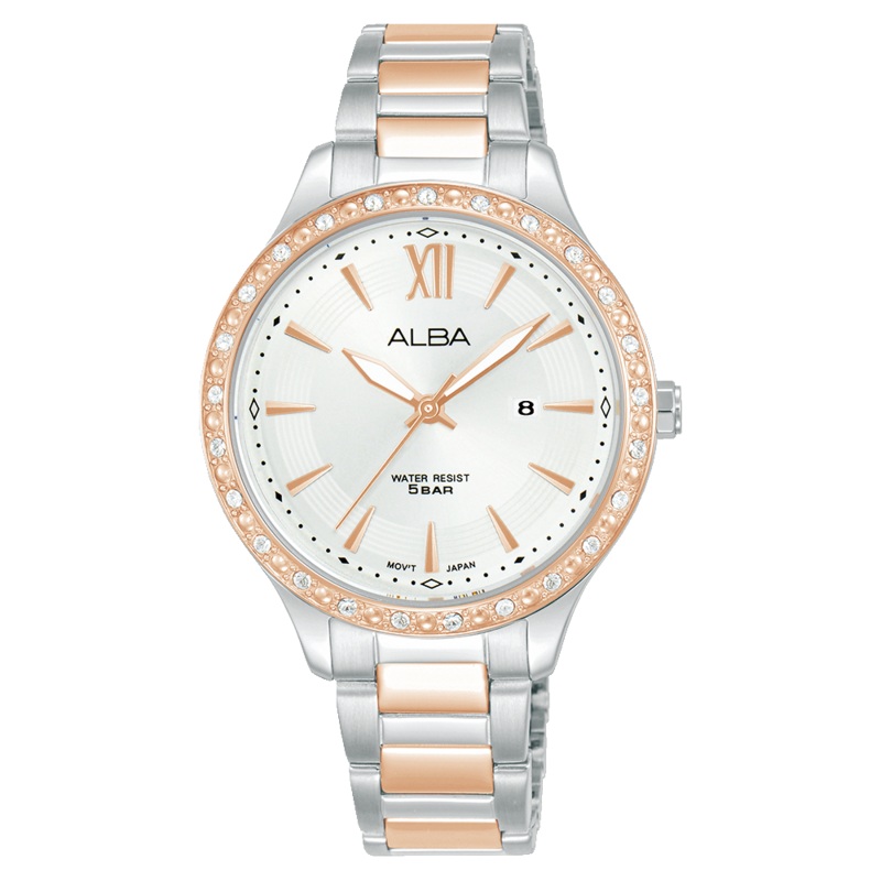 Alba Prestige Analogue Stainless Steel White Dial Watch AH7BX6X