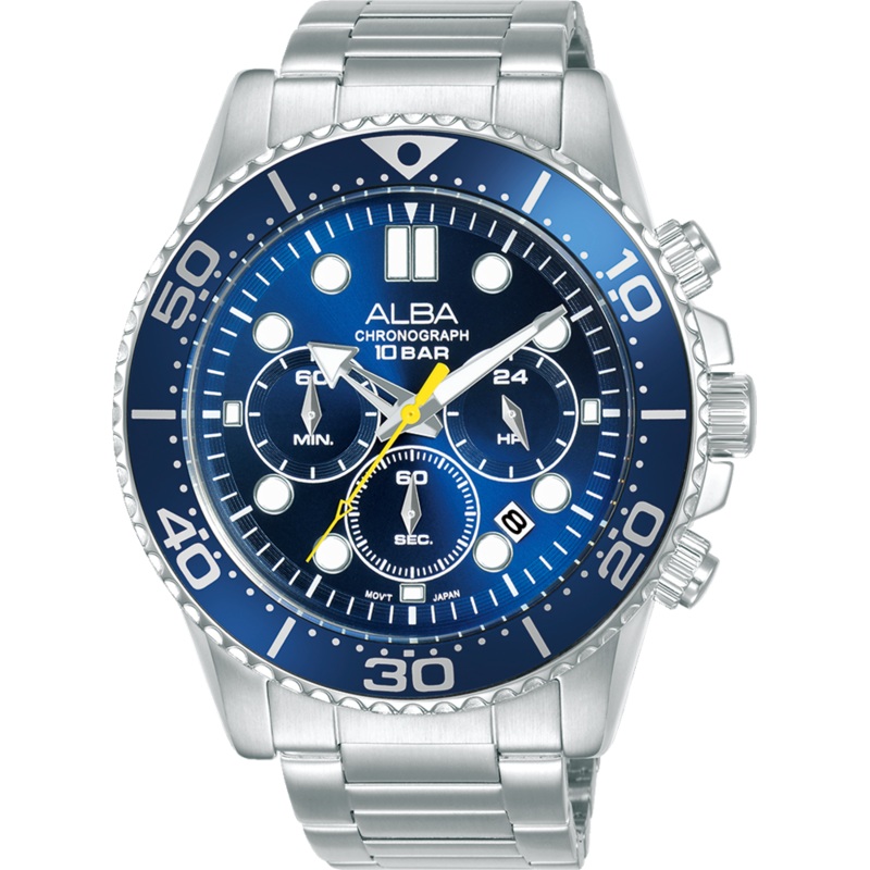 Alba Active Chronograph Stainless Steel Blue Dial Watch AT3J43X