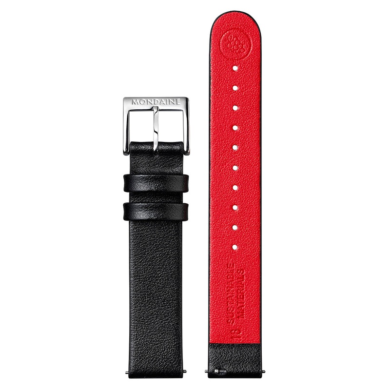 Mondaine Black Genuine Grape Leather 16mm Watch Band FG3116.21Q