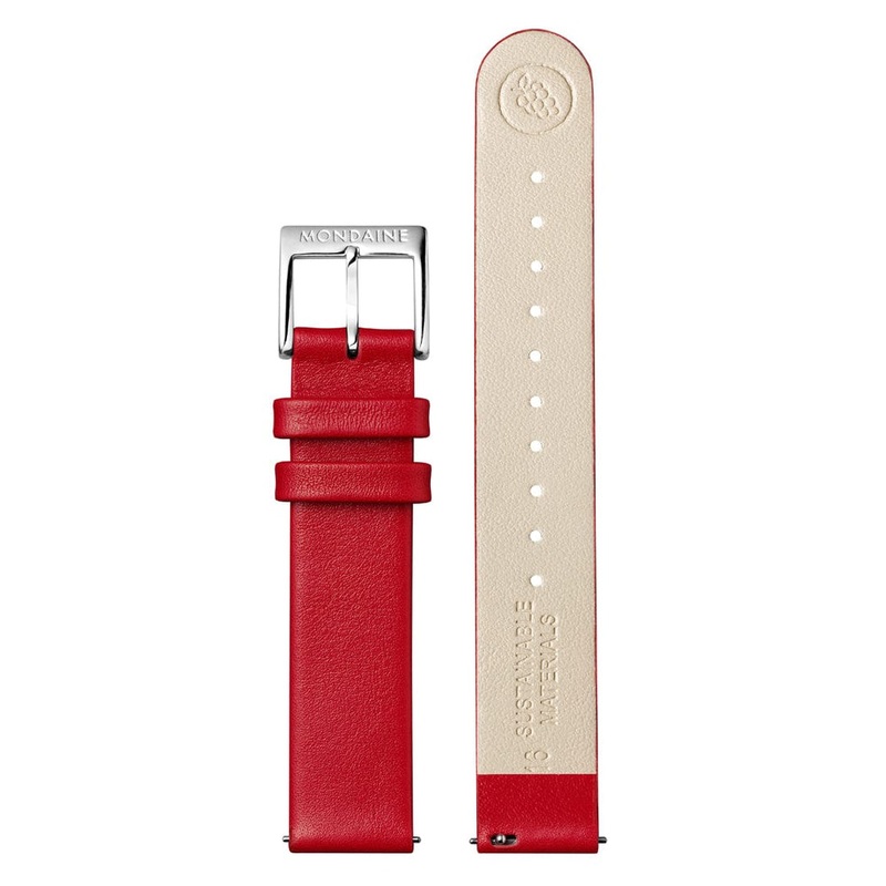 Mondaine Vegan Leather Polished 16mm Watch Band  FG3116.30Q