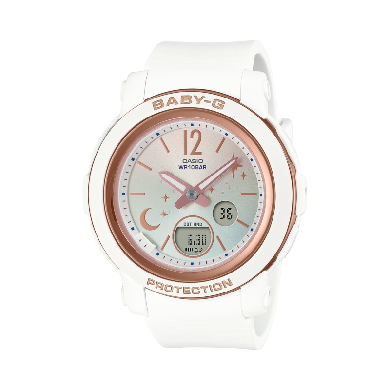 BABY-G DUO Moon and Stars White Resin Band Watch BGA290DS-7A