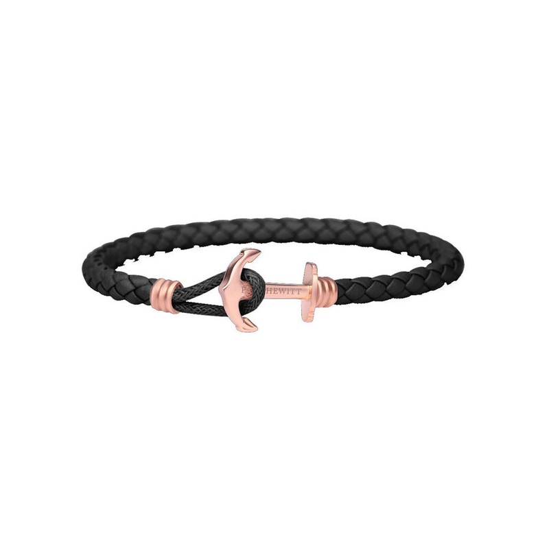 Paul Hewitt Phrep Lite Leather Rose Gold / Black Bracelet – S