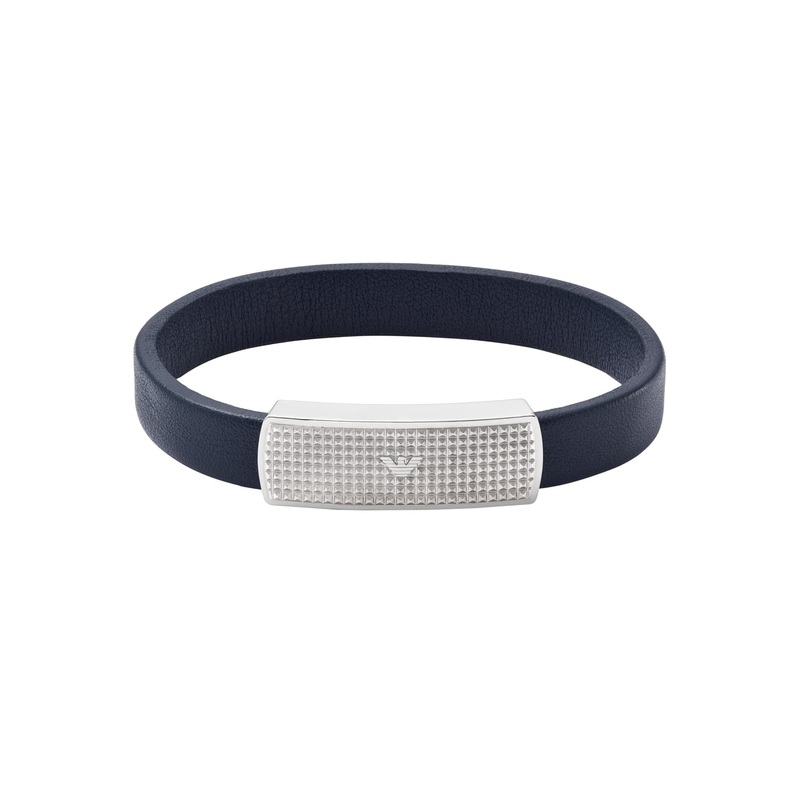 Armani Elegance Blue Leather Bracelet Model EGS2987040