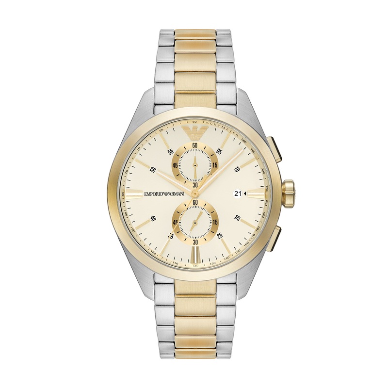 Armani Elegant Men’s Chronograph Watch with Two-Tone Steel Bracelet AR11605