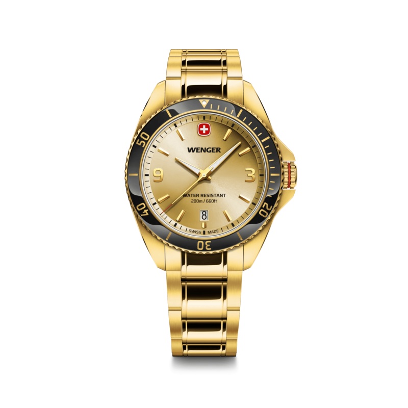 Wenger Executive 40mm Gold Dial Gold Tone Stainless Steel 200M Men’s Watch 01.2031.108
