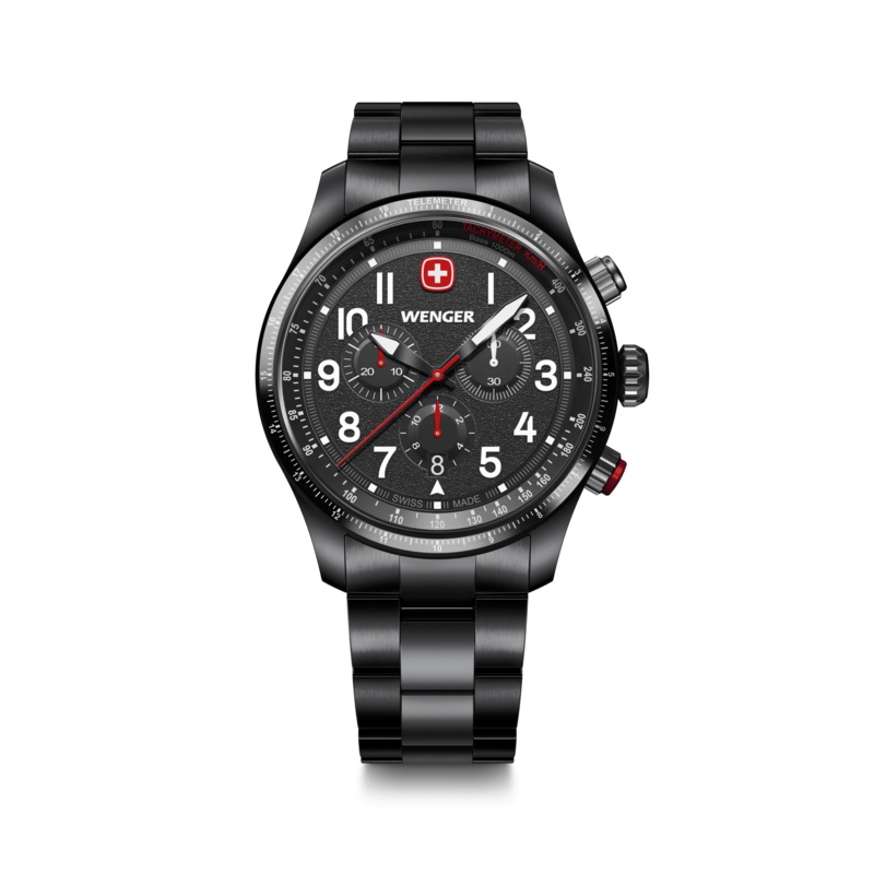 Wenger Terragraph Chrono 43mm Black Stainless Steel Men’s Watch 01.0543.117