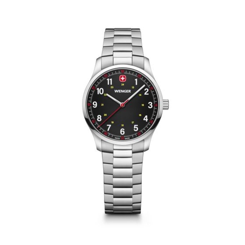 Wenger City Sport 34mm Black Dial Stainless Steel Watch 01.1421.128