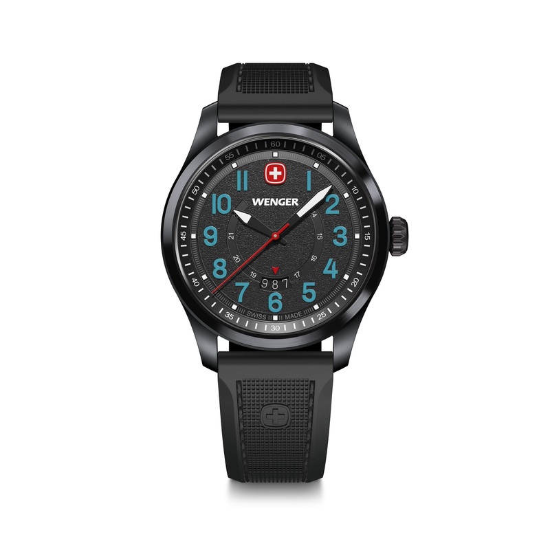 Wenger Terragraph 43 mm Black Dial Black Silicone Watch 01.0541.127