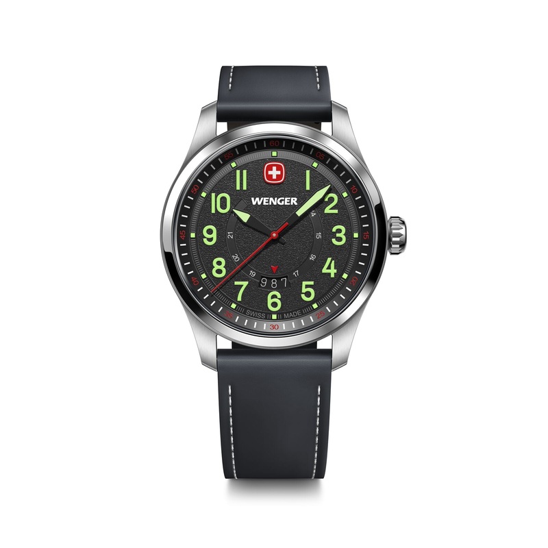 Wenger Terragraph 43 mm Black Dial Leather Watch 01.0541.121