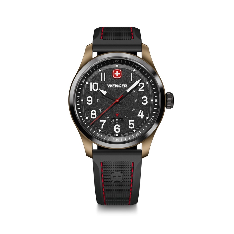 Wenger Terragraph 43 mm Black Dial Silicone Watch 01.0541.124