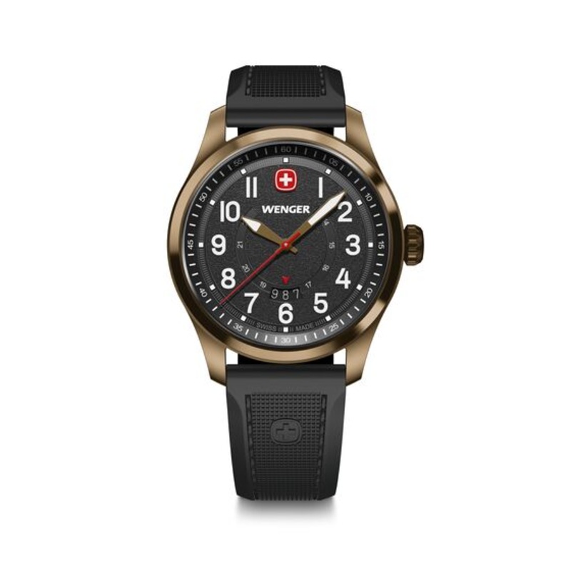 Wenger Terragraph 43 mm Black Dial Silicone Watch 01.0541.125