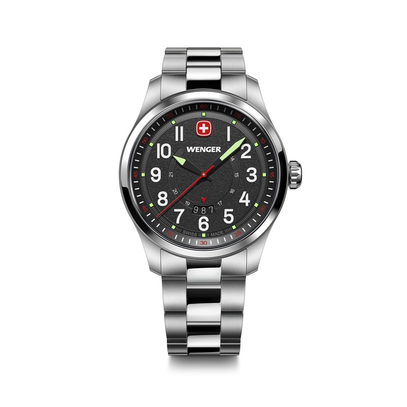 Wenger Terragraph 43 mm Black Dial Stainless Steel Watch 01.0541.122