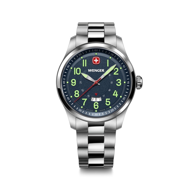 Wenger Terragraph 43 mm Blue Dial Stainless Steel Watch 01.0541.123