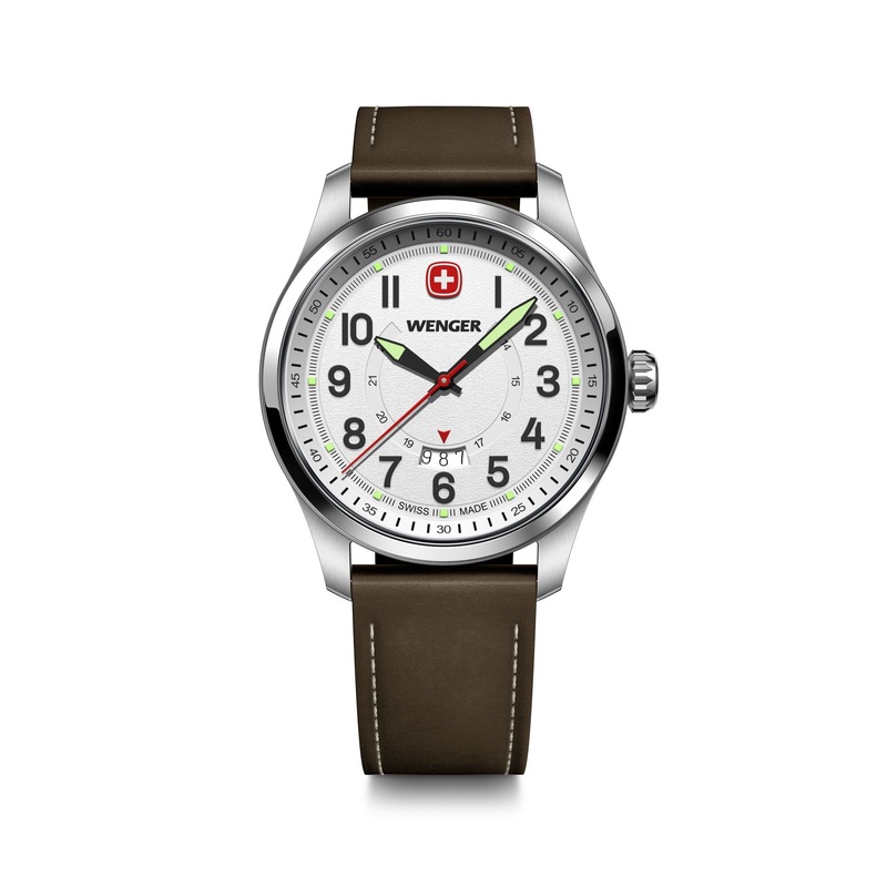 Wenger Terragraph 43 mm White Dial Brown Leather Watch 01.0541.120
