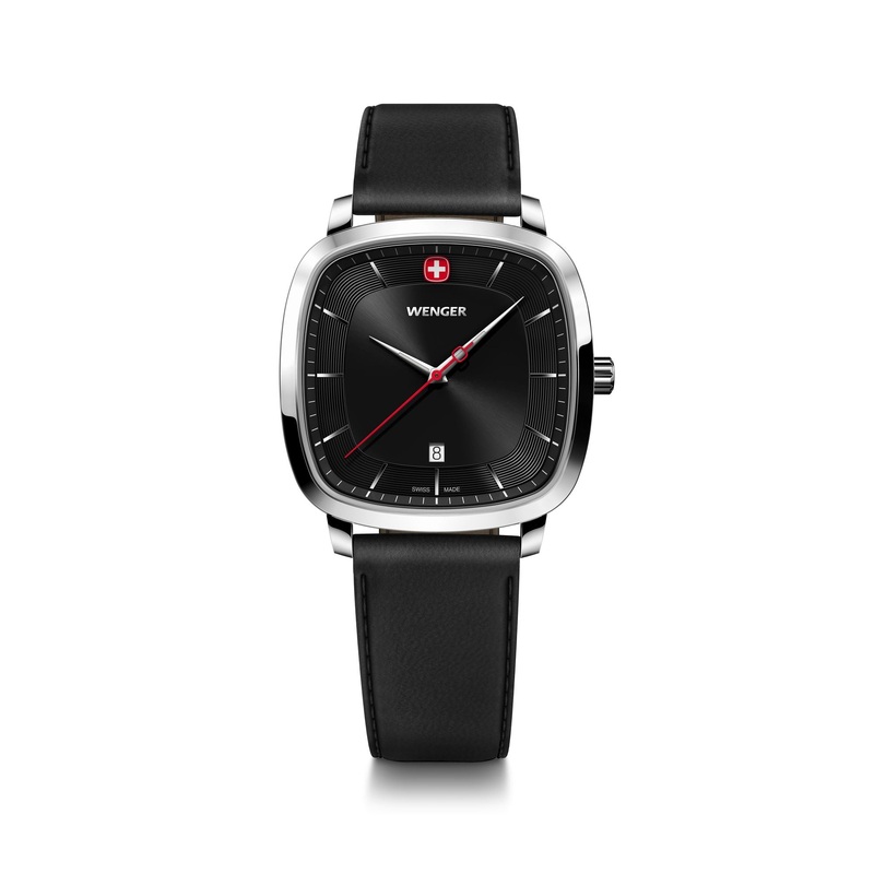 Wenger Vintage Classic 37mm Black Dial Leather Strap Watch 01.1921.105