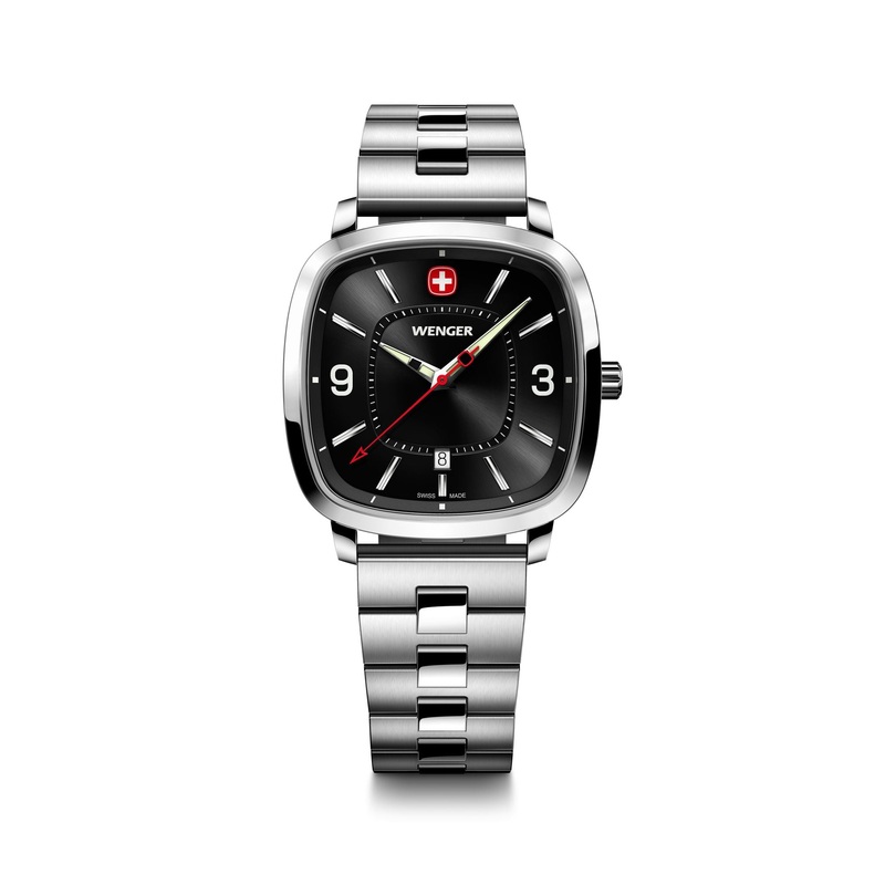 Wenger Vintage Sport 37mm Black Dial Stainless Steel Watch 01.1921.108