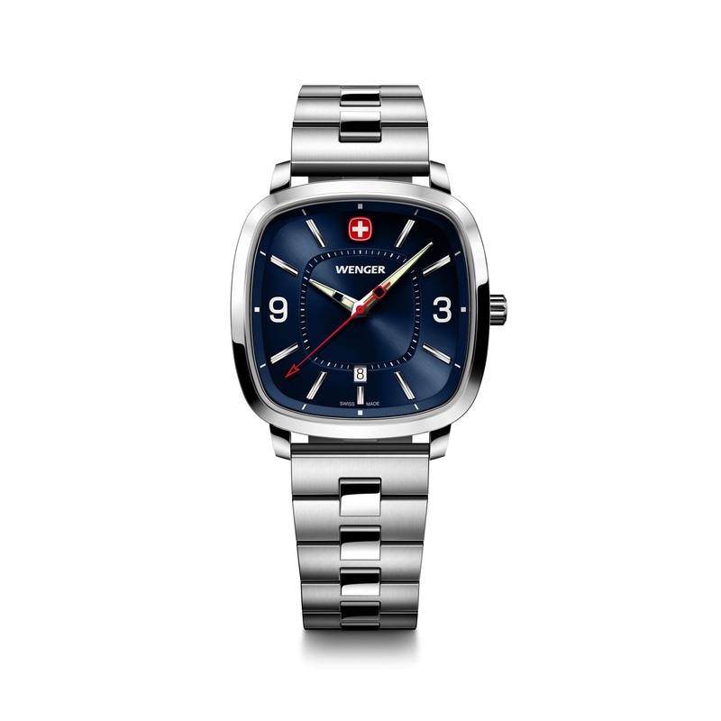 Wenger Vintage Sport 37mm Blue Dial Stainless Steel Watch 01.1921.110