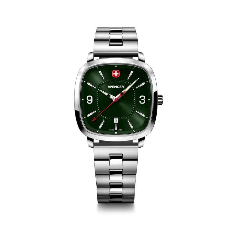 Wenger Vintage Sport 37mm Green Dial Stainless Steel Watch 01.1921.111