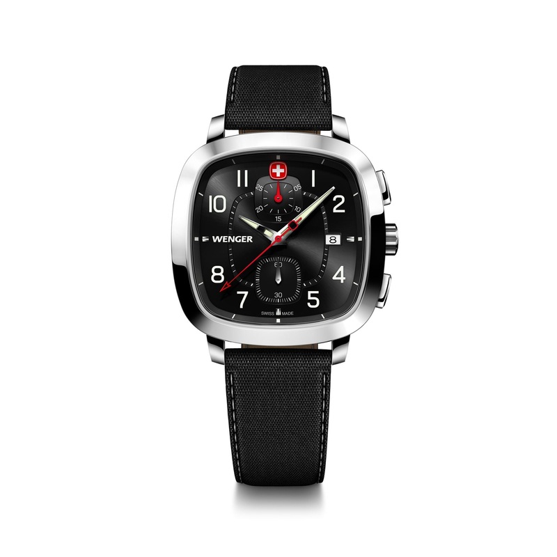 Wenger Vintage Sport Chrono 39.5mm Black Dial Leather Watch 01.1933.108