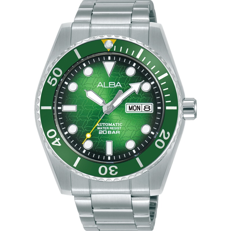 Alba Active Analogue Stainless Steel Green Dial Watch AL4437X