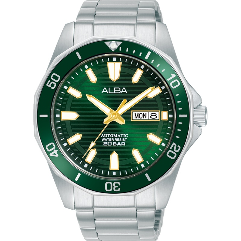 Alba Active Analogue Stainless Steel Green Dial Watch AL4449X