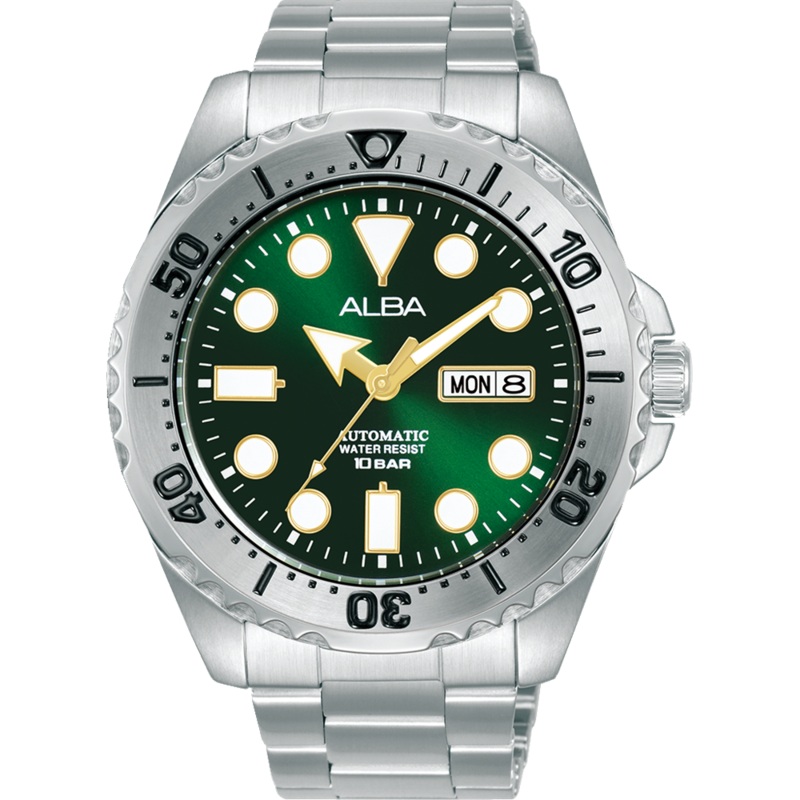 Alba Active Analogue Stainless Steel Green Dial Watch AL4487X