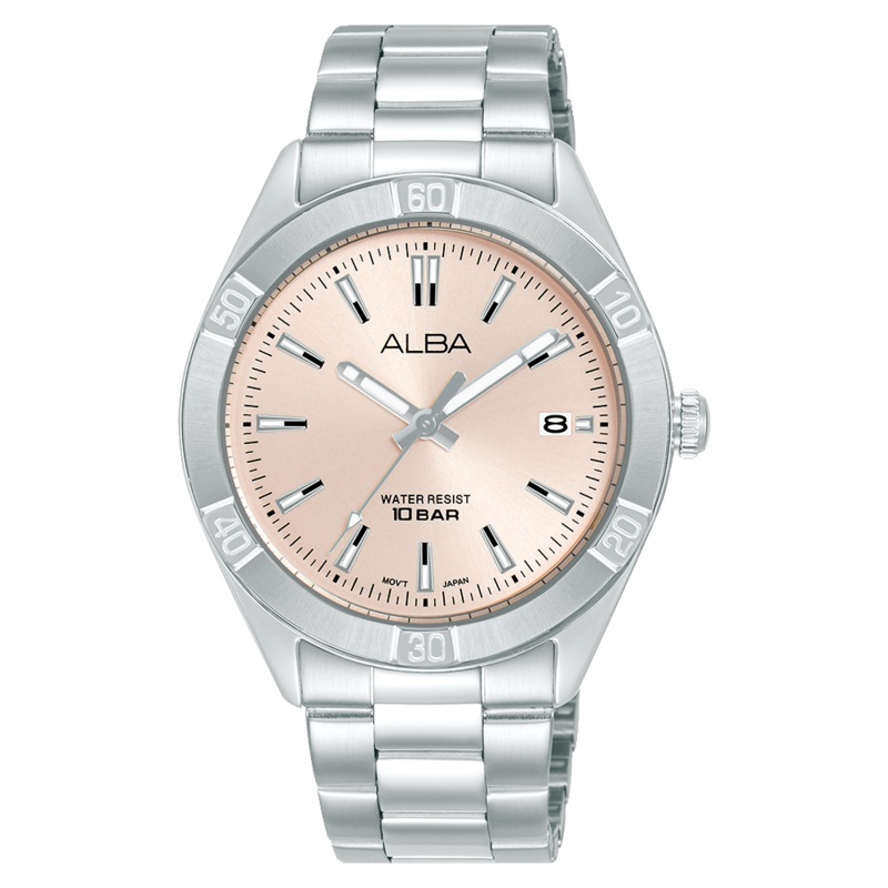 Alba Active Stainless Steel Pink Dial Watch AG8M97X