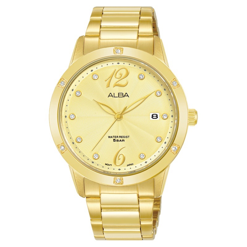 Alba Fashion Gold Stainless Steel Gold Dial Watch AG8N02X