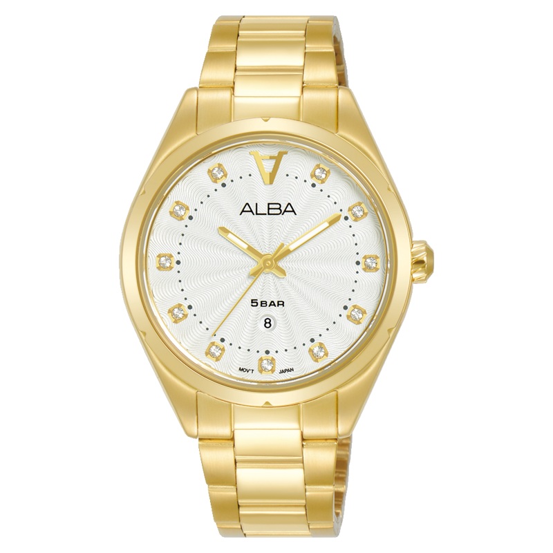 Alba Signa Analogue Stainless Steel Champagne Dial Watch AH7BP4X