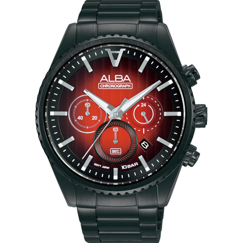 Alba Signa Chronograph Stainless Steel Red Dial Watch AT3H91X
